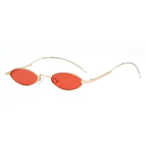 22877 Drop Shape Retro Candy Color Vintage Women Eyewear Alloy Small Round Sunglasses