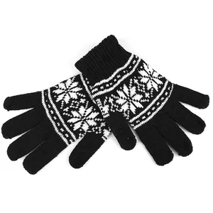 Gants d'hiver unisexes, en coton noir avec motifs en PVC, 5/7/10g