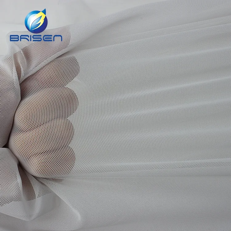 88% White Soft Mesh Stretch Polyester Elastic Fabrics