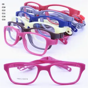Drop Sales High Classic Environmental TR90 Square Flexible Hingeless Temple With Elastic Strap Durable Optical Glasses For Kids