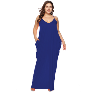 Taglie forti donna estate Sexy cavezza profonda V scollata spiaggia abito Casual con tasca - Product Image 4