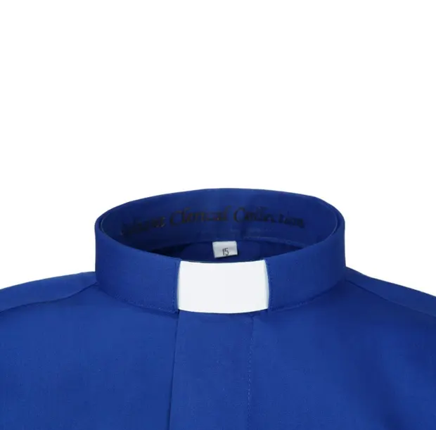 wholesale customize Men Long Sleeve Clergy Shirt Navy Blue