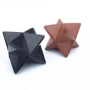 Wholesale natural red gold sand stone merkaba star blue goldsand stone for decoration