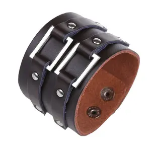 Wholesale Plain Leather Bracelet Men Bangle With Magnetic Clasp