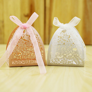 Boîte cadeau en forme de Rose florale, coupée au laser, emballages pour cadeaux de mariage, 1 pièce - Product Image 1