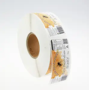도매 사용자 정의 인쇄 비닐 방수 접착 꿀 병 롤 포장 라벨 스티커 인쇄