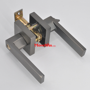 Serrure tubulaire brillante à <span class=keywords><strong>levier</strong></span>, serrure de <span class=keywords><strong>porte</strong></span> tubulaire carrée et gris, pour chambre à coucher et salle de bains - Product Image 4