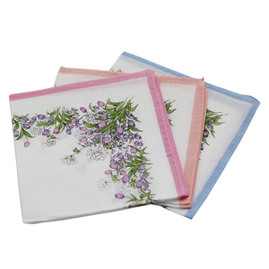 多色定制美丽图案女士皮尔·卡丹棉农品牌手帕 - Product Image 4