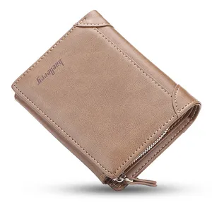 Baellerry 2019 New Style Men's Short Section PU Leather Tri-fold Wallets With Hasp,Blocking Card Holder Zipper Purse For Man