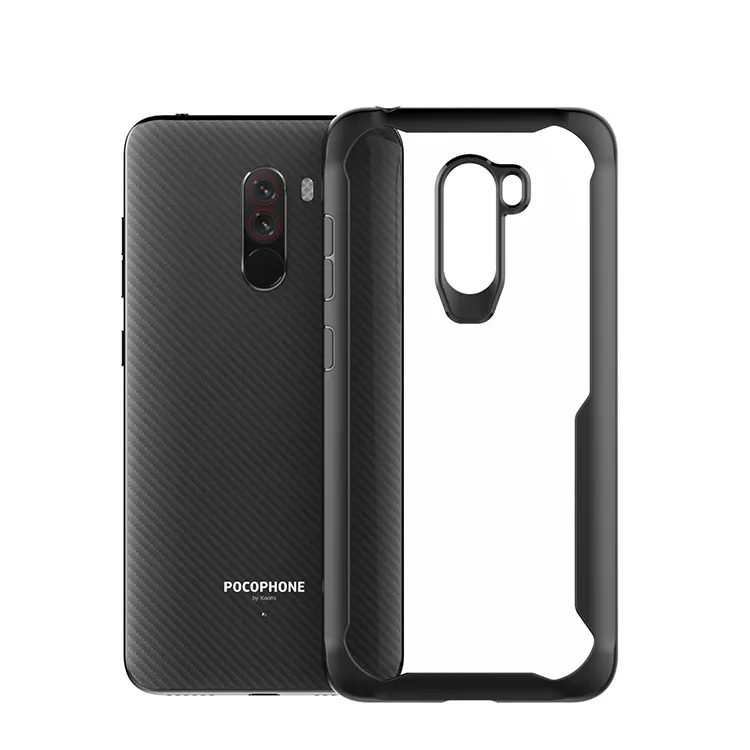 Shockproof anti-scratch Transparent crystal tpu bumper hard cover cell pohne case for xiaomi pocophone f1 case