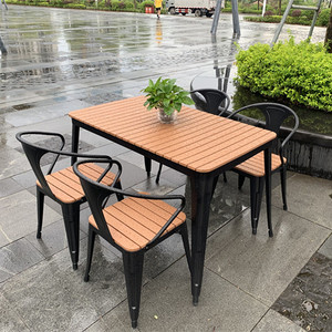 Alta calidad fuera de la parte superior de madera de jardín de hierro forjado <span class=keywords><strong>mesa</strong></span> <span class=keywords><strong>y</strong></span> silla - Product Image 1