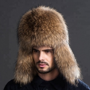 Sombrero grueso con orejas de piel de mapache para hombre, gorro de piel de perro, Ruso - Product Image 3