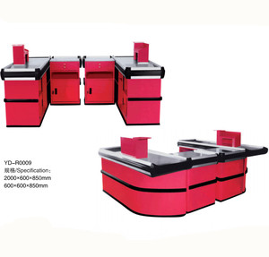 Manufacturer Supermarket Checkout Counter Design <strong>Cashier</strong> Desk <strong>Table</strong> Retail Cash Counter <strong>with</strong> <strong>Good</strong> <strong>Price</strong>