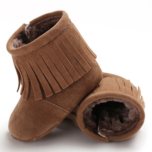 Scarpe Invernali in Pelle PU per Neonati, Stivali da <span class=keywords><strong>Neve</strong></span> per Bambine, Colore Unito con Frange, 0-18 Mesi - Product Image 4