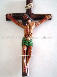 Cruz de crucifijo de cerámica, Perú - Product Image 1