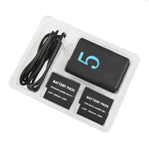 פעולה מצלמה החלפת USB GoPro סוללה 2 חבילת 1220mAh ליתיום סוללה עבור GoPro 5 6 7 מצלמה אבזרים