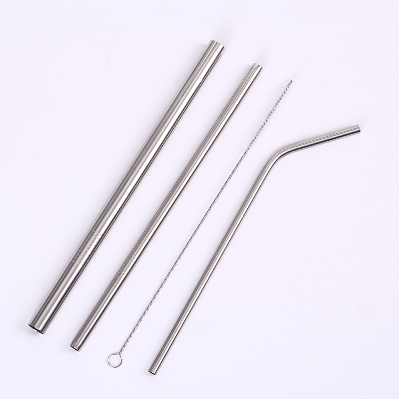 20oz 304 straws metal Stainless steel straight/bent drinking straw Cleaning brush Reusable smoothie Cocktail straws