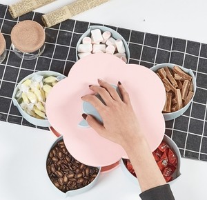 Creativo Rotante 5 Griglia Scatola di Immagazzinaggio Della Caramella Petalo di Fiore A Forma di Piatto di Frutta Secca - Product Image 6