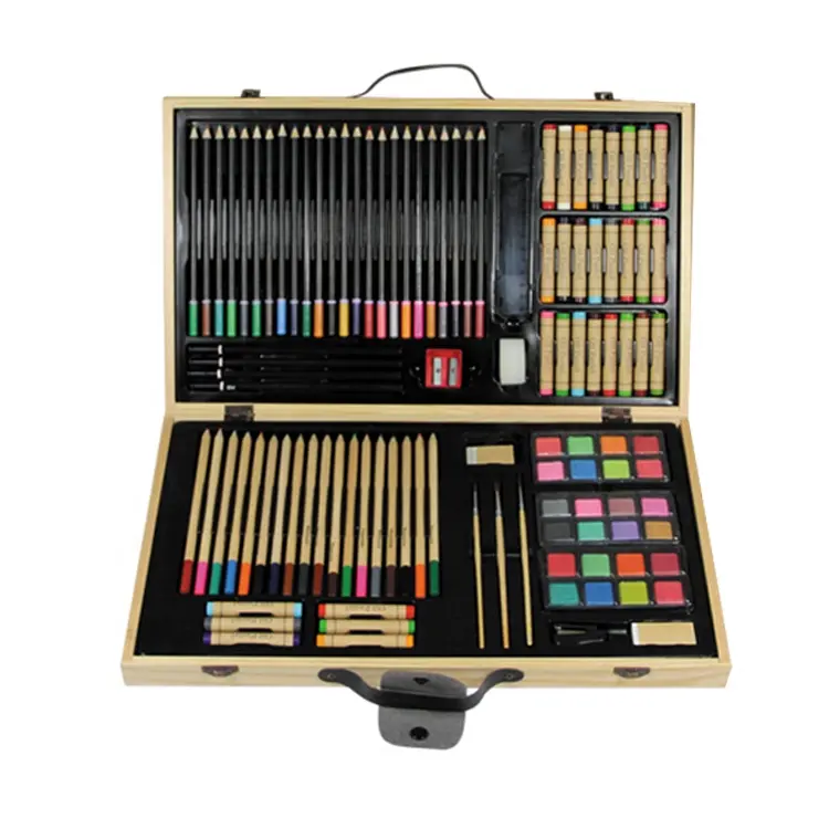 111PC PORTABLE ART SET IN WOODEN BOX