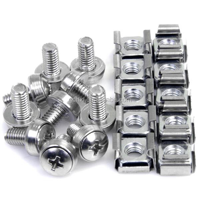 M5 M6 M8 M10 Mounting Screws and Floating Cage Nuts for Server Rack Cabinet
