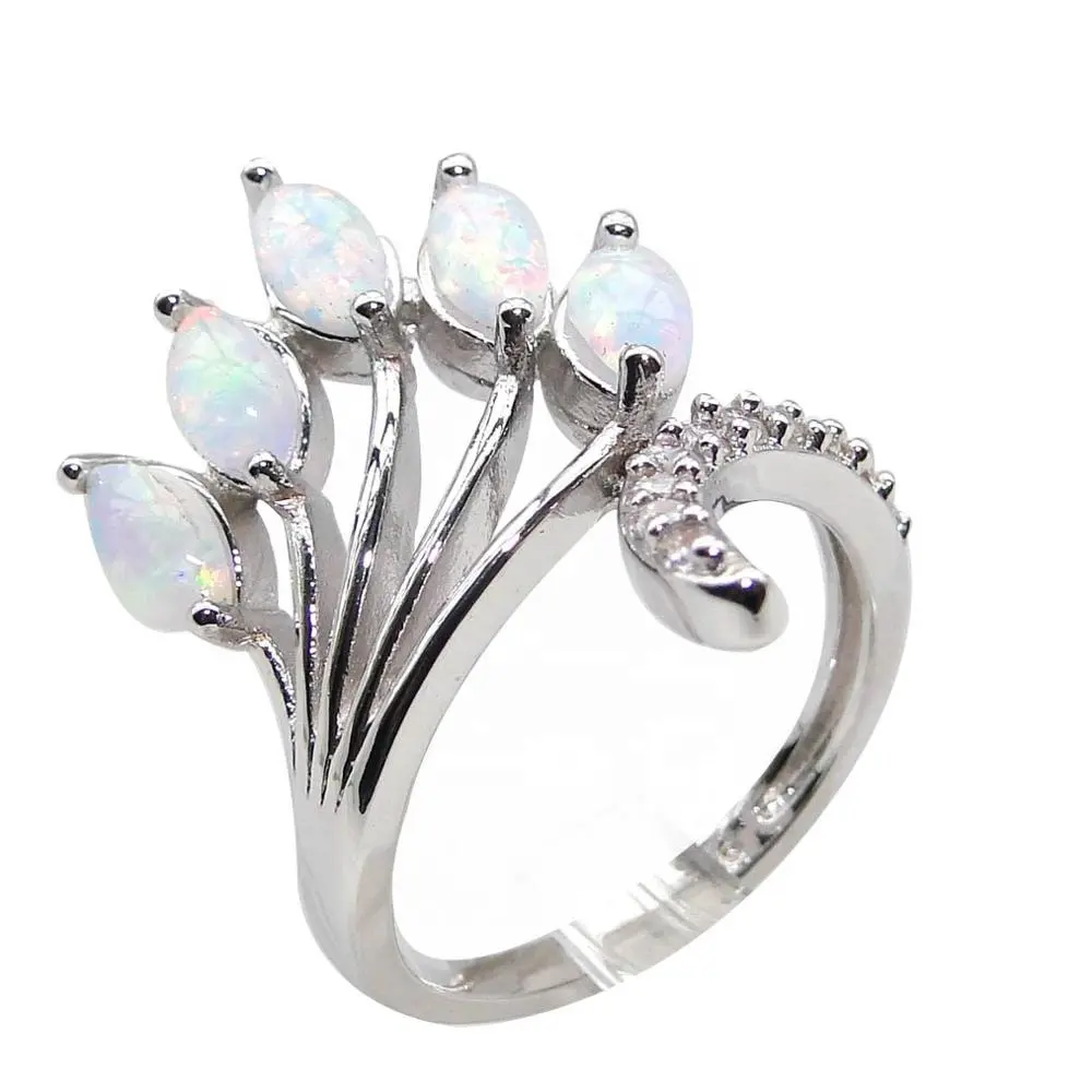 925 Sterling Silver with Plated Opal Ring for Girls