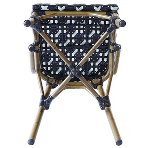 Bleu français <span class=keywords><strong>Paris</strong></span> extérieur café en osier aluminium salle à manger meubles jardin Restaurant rotin Bistro chaises - Product Image 5