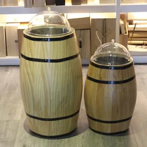 Big wooden wine barrel beer barrel storage barrel with plastic cover