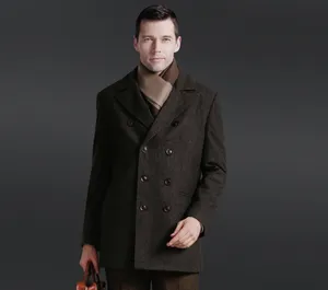 Best quality double breast classic suit 70% wool blended fabric casual dress men's coat