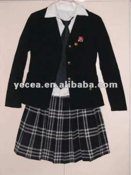 Los uniformes de la escuela para niña/los uniformes de la Escuela de Diseño/chaqueta/falda