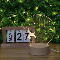 Table de chevet décorative en bois, lampe de bureau en acrylique 3D, veilleuse en acrylique laser, cadeau pour enfants, pour hôtel