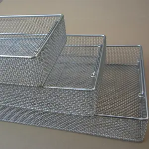 Laboratory & Medical 316L 316 304 Stainless Steel Woven Mesh Basket Tray with Lid