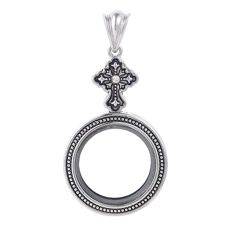 En gros Mode Plus Récent Métal Rond Pendentif Médaillon Médaillon En Verre