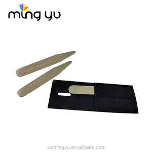 Slivery Plated Metal Collar Stays With Logo 2pcs/pouch