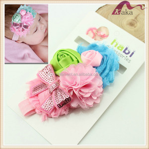 2017 Bébé doux bande de cheveux infantile enfants pneu Vintage Style Coiffe tête fleur Filles cheveux accessoires coton tissu - Product Image 3