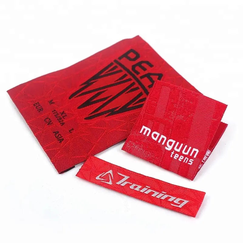 Wholesale Custom Famous Brand Name Logo Centerfold Machine Woven Damask Clothes Labels for Clothing