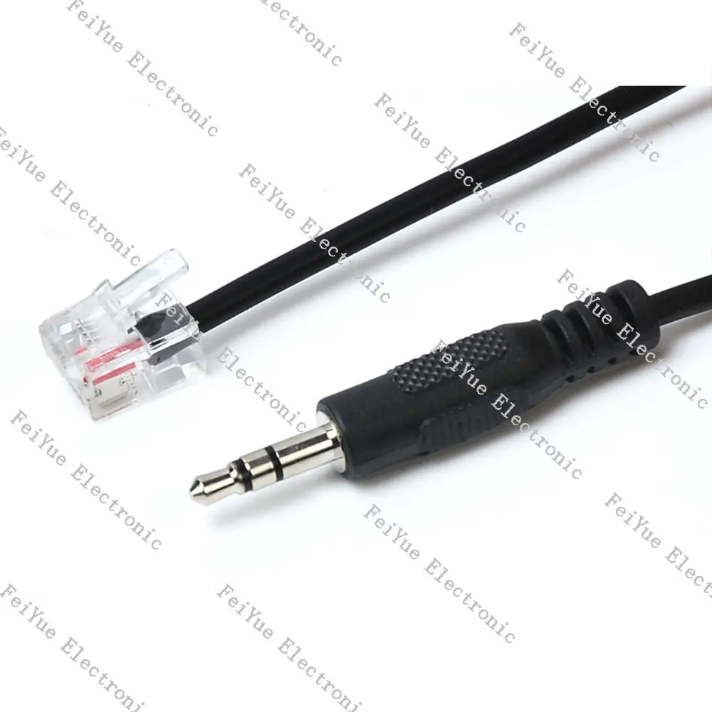 Audio AUX cable 3.5mm stereo male to RJ12 6P6C plug PVC molded Design for iPhone, iPod, Smartphone, Tablet and MP3 Cases