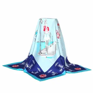 Usine de chine, foulard en soie de haute qualité, écran 100% soie écharpe pour femmes, impression personnalisée, vente en gros