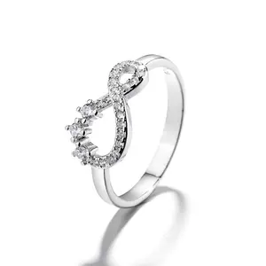 Anel de prata esterlina 925, de alta qualidade, mulheres, anel infinito