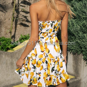 2018 nuevo estilo sexy vestido de impresión sin tirantes vestido de <span class=keywords><strong>la</strong></span> playa de moda para vacaciones - Product Image 2