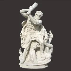 뜨거운 판매 클래식 헤라클레스 싸우는 뱀 야외 대리석 동상