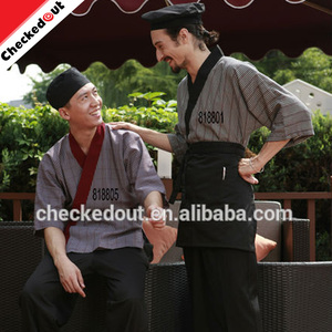 Venta caliente estilo de <span class=keywords><strong>la</strong></span> moda media manga de <span class=keywords><strong>la</strong></span> <span class=keywords><strong>raya</strong></span> japonés chef chaqueta <span class=keywords><strong>restaurante</strong></span> cocina cocinero uniforme - Product Image 2