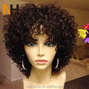 2019 Top Sale Short Natural Black African Wig Kinky Curly Full Lace Human Hair Wig For Black Woman