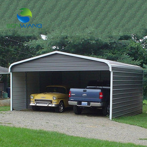<span class=keywords><strong>Garage</strong></span> préfabriqué <span class=keywords><strong>en</strong></span> structure métallique <span class=keywords><strong>en</strong></span> acier et PVC imperméable avec porte électrique à enroulement et design <span class=keywords><strong>en</strong></span> <span class=keywords><strong>bois</strong></span> traité sous pression naturelle - Product Image 1