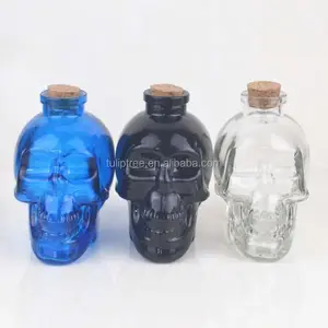 180ml skull head vodka bottle with cork used wine