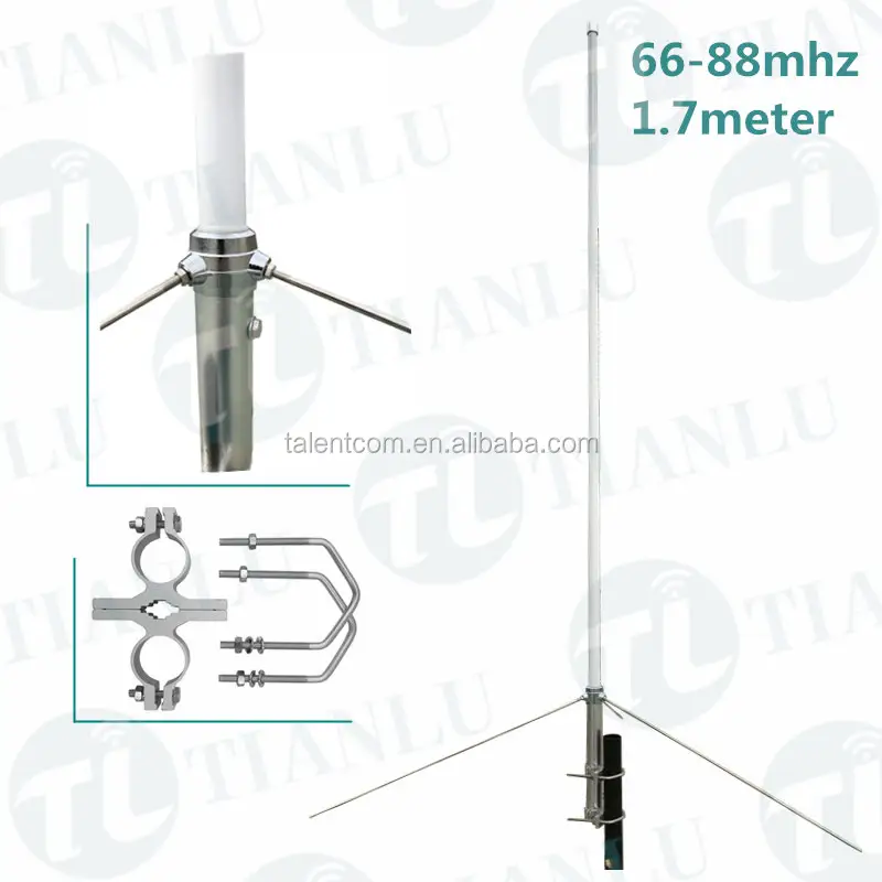 66-88Mhz Radio Single Band Base Station Antena Luar Ruangan Fiberglass 1.7Meter Wimax Antena Namo Station