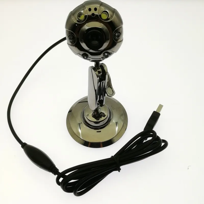 640*480 Pixels USB 2.0 Driverless Kim Loại Webcam 6 đèn led microphone PC máy ảnh