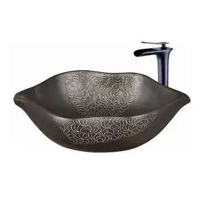 Aquarius wash basin for bathroom corner sink black coloured lip shape ceramic support oem customized