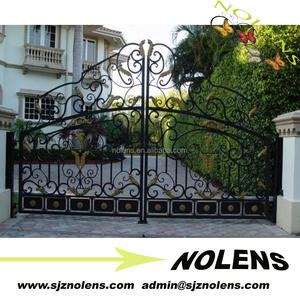 Portes en aluminium antiques rouges de couleurs de porte principale pour la conception principale de portes en métal de fer de porte coulissante de jardin/fer forgé - Product Image 1