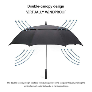 Paraguas de <span class=keywords><strong>Golf</strong></span> de Apertura Automática con Toldo Recto de Fibra de Vidrio Resistente al Viento, Logotipo Personalizado, Regalos Empresariales, Doble Toldo con Ventilación - Product Image 4