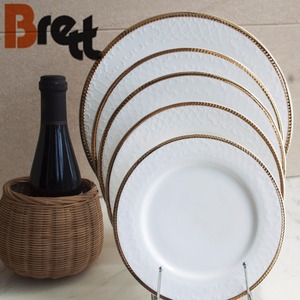 Juego de Vajilla de Porcelana Fina Brett New Bone <span class=keywords><strong>China</strong></span> para Bodas, Platos con Borde Dorado, Último Diseño - Product Image 1
